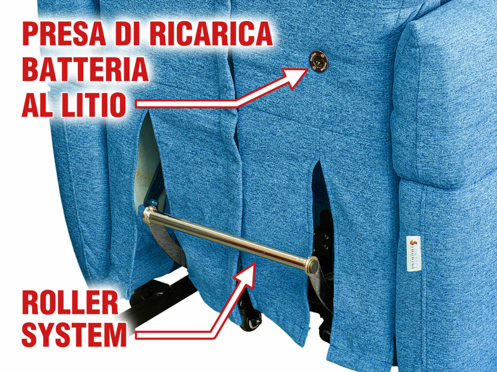 Poltrona per anziani full optional con roller-system e batteria al litio