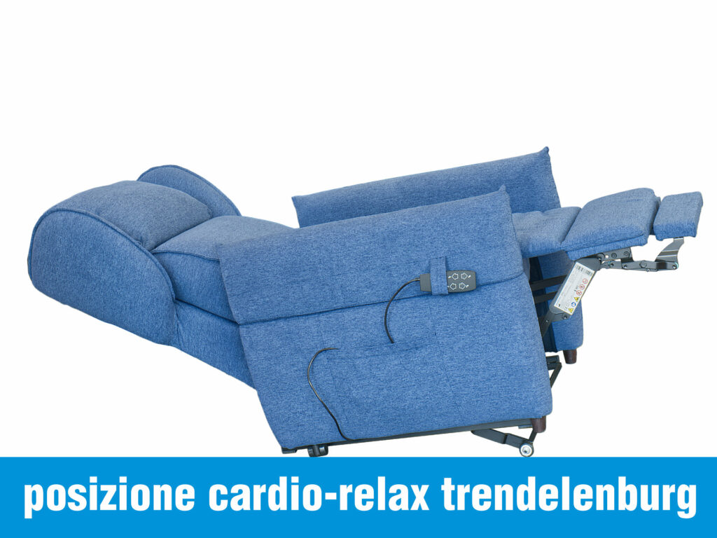 Poltrona per anziani in posizione cardio relax trendelenburg