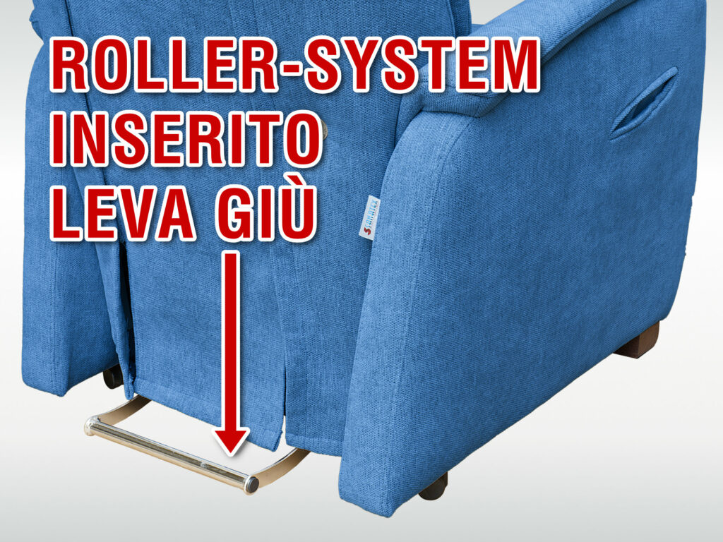 Poltrona reclinabile con schienale alto e roller system inserito