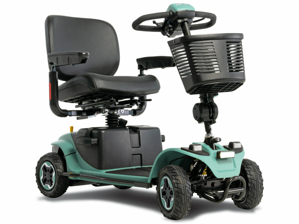scooter anziani disabili per esterno e terreni sconnessi color verde