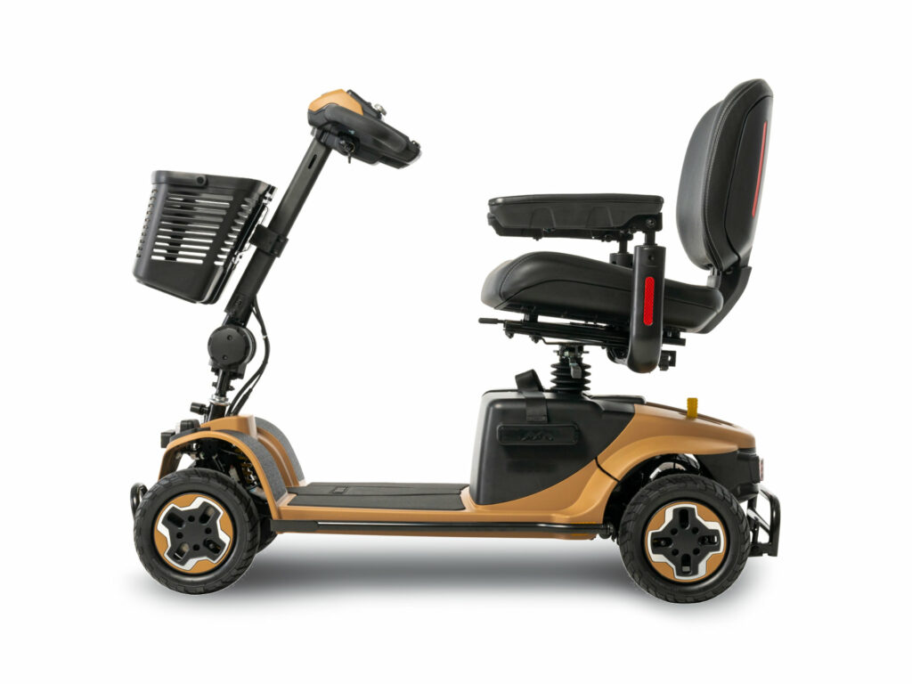 scooter elettrico per anziani e disabili per esterno e terreni sconnessi bronzo vista lato sinistro