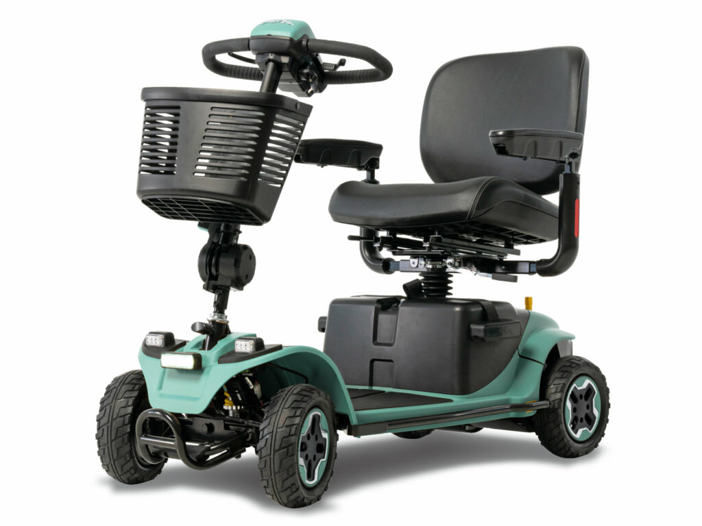 scooter elettrico per anziani e disabili per esterno e terreni sconnessi color verde